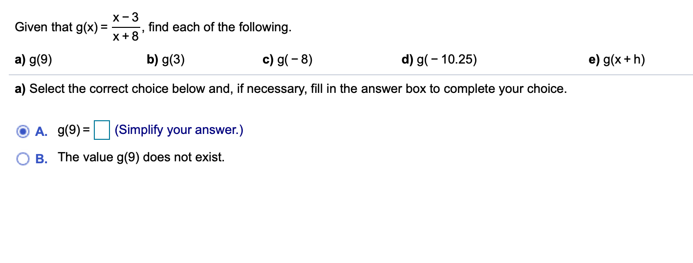 Solved X 3 Given That G X Find Each Of The Following X Chegg Com
