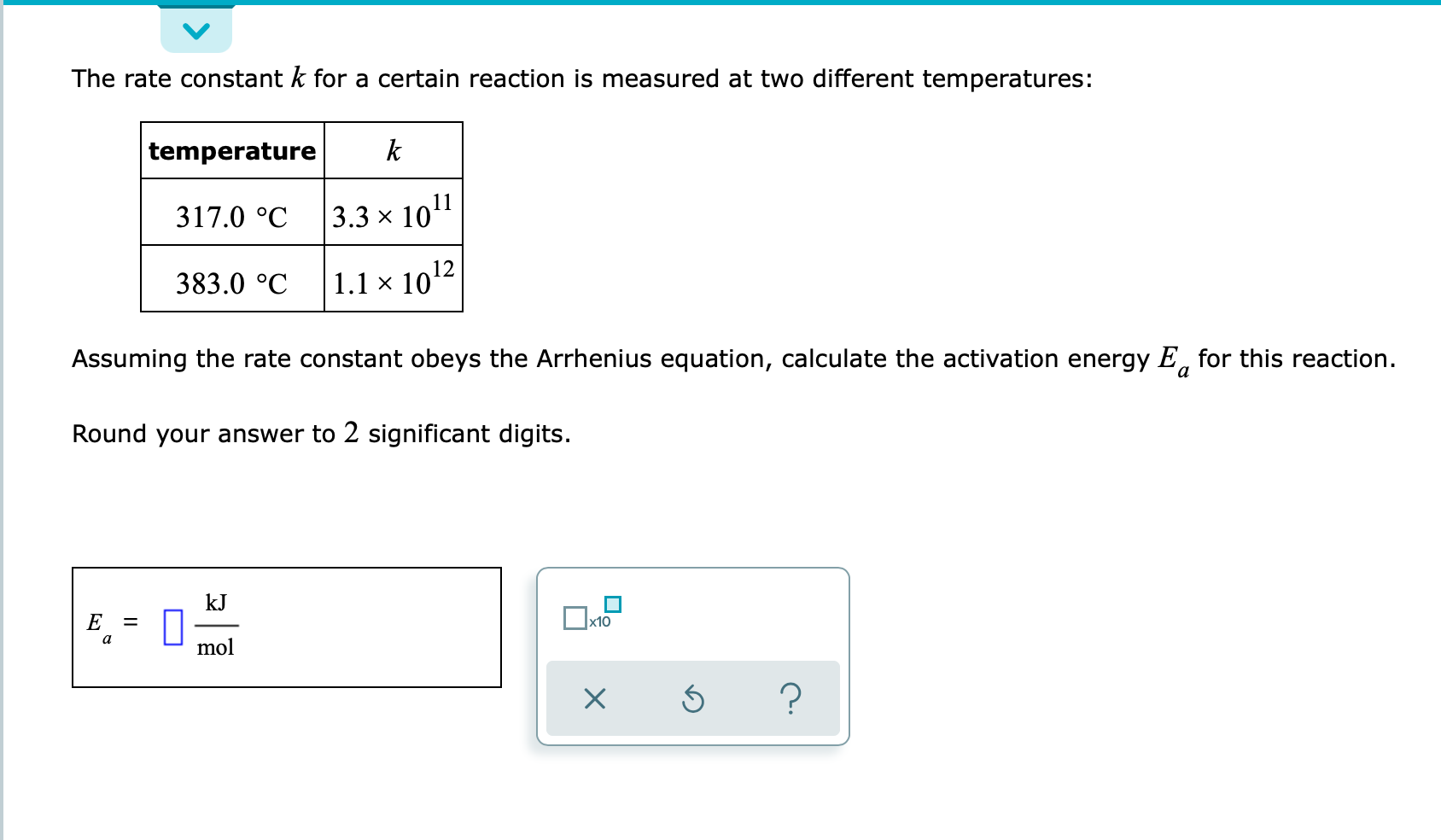 Solved The rate constant k for a certain reaction is | Chegg.com