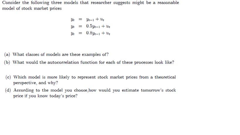 Solved Consider the following three models that researcher | Chegg.com
