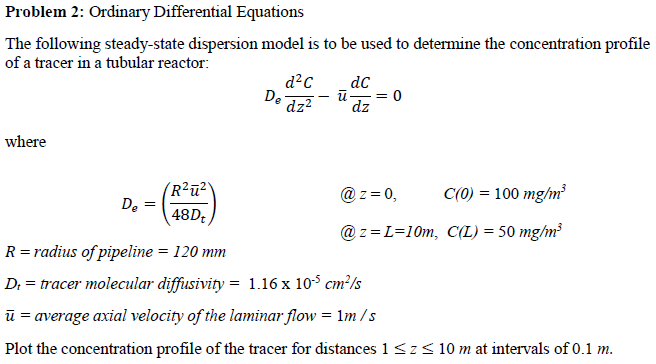 Problem 2: Ordinary Differential Equations The | Chegg.com