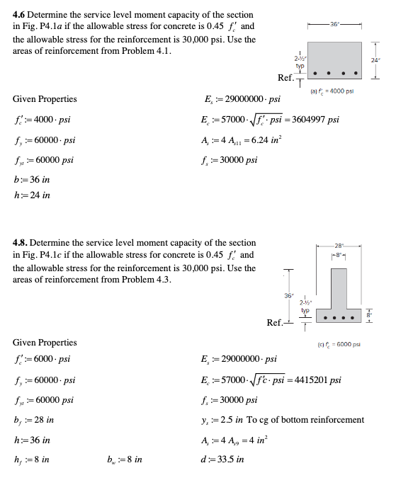 Solved 36 4.6 Determine the service level moment capacity of | Chegg.com