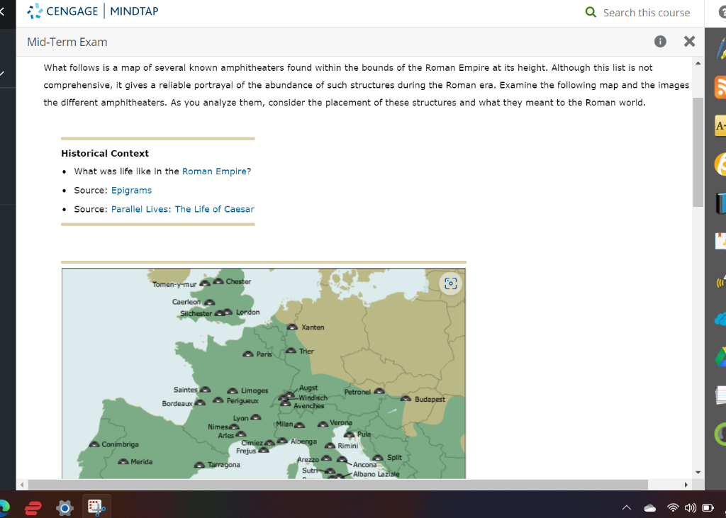 What follows is a map of several known amphitheaters | Chegg.com