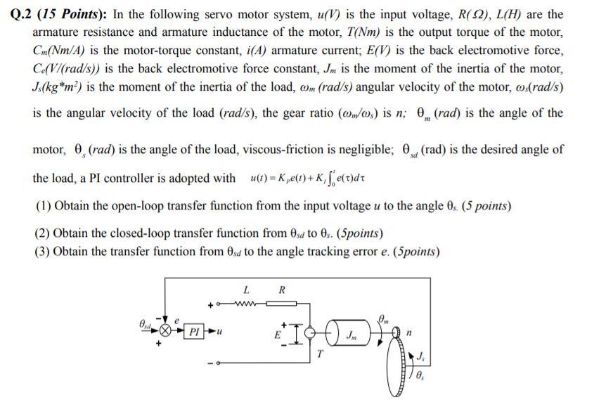 Solved Q.2 (15 Points): In the following servo motor system, | Chegg.com