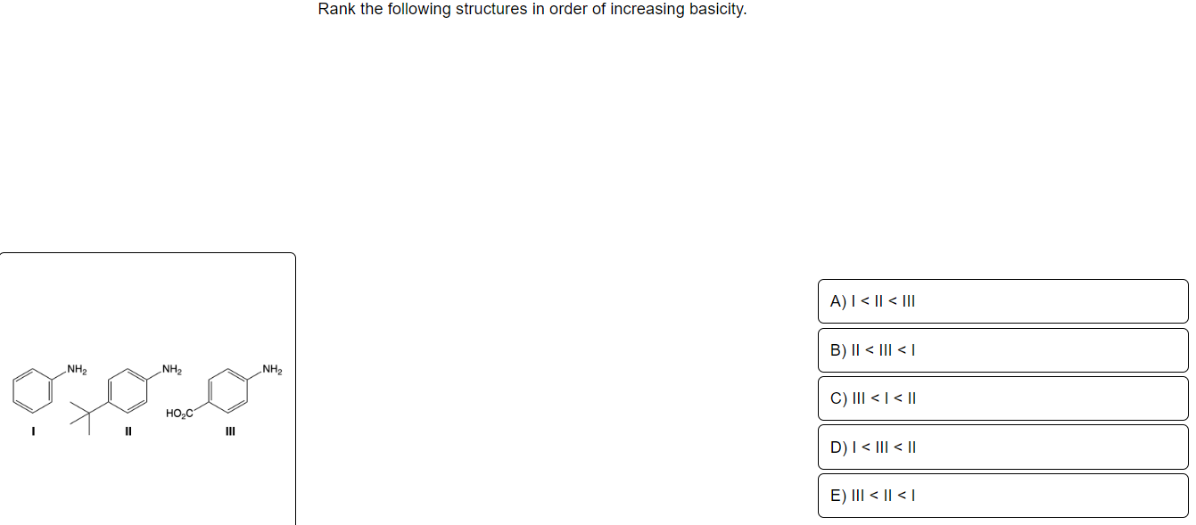 Solved Rank the following structures in order of increasing | Chegg.com