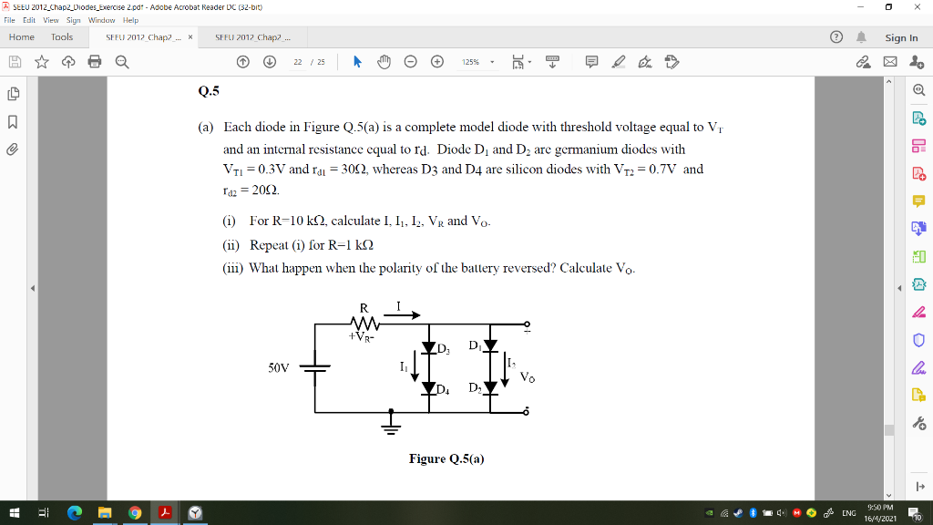 Solved X SEEU 2012_Chap2_Diodes_Exercise 2.pdf Adobe