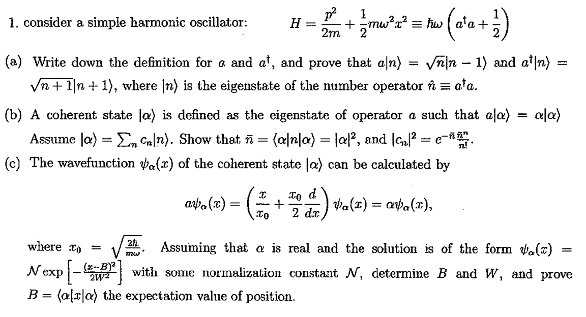 Solved 1 Consider A Simple Harmonic Oscillator H Mr 2 Chegg Com