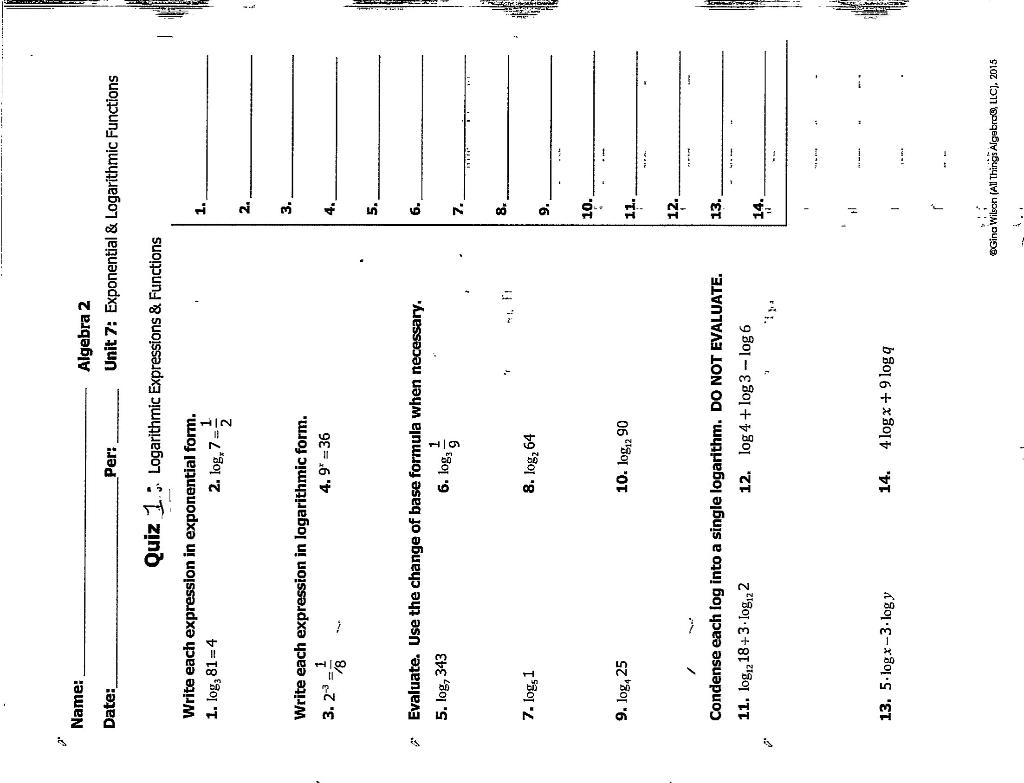 Solved 2 Logx7 21 Ithmic Form 4 9x 36 Chegg