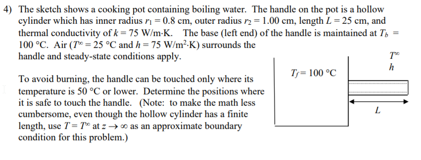 Solved 4) The sketch shows a cooking pot containing boiling | Chegg.com