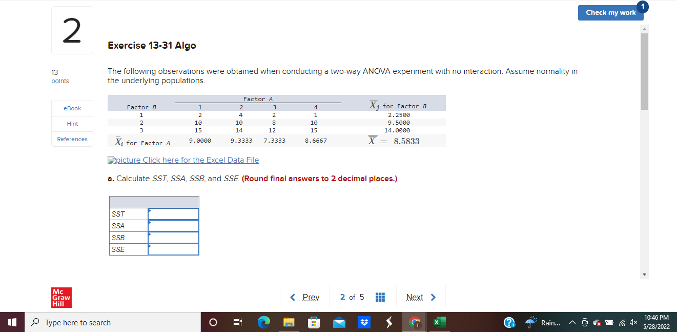 Solved I C 2 Exercise 13-31 Algo The following observations | Chegg.com