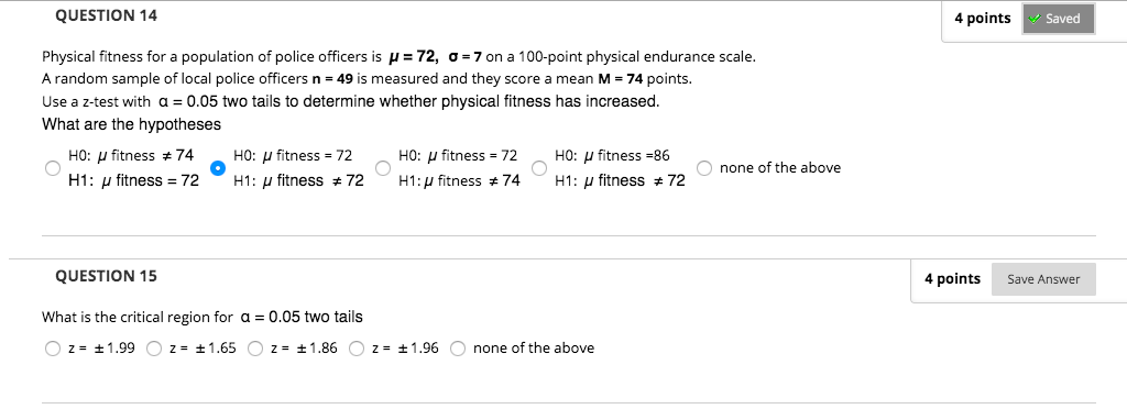 Solved QUESTION 14 4 points Saved Physical fitness for a | Chegg.com