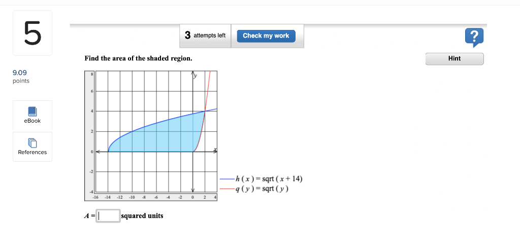 Solved 3 3 attempts left Check my work ? Find the area of | Chegg.com