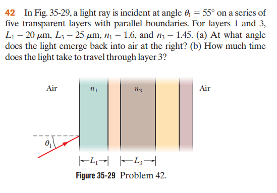 Solved 42 In Fig. 35-29, a light ray is incident at angle 02 | Chegg.com