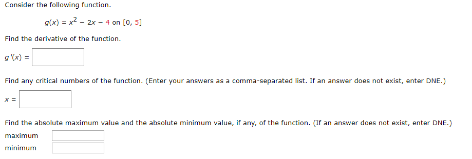 Solved Consider the following function. g(x) = x2 – 2x – 4 | Chegg.com