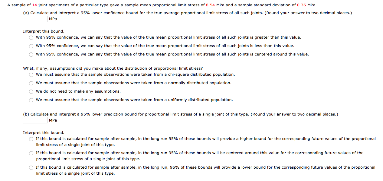 Solved A Sample Of 14 Joint Specimens Of A Particular Type | Chegg.com