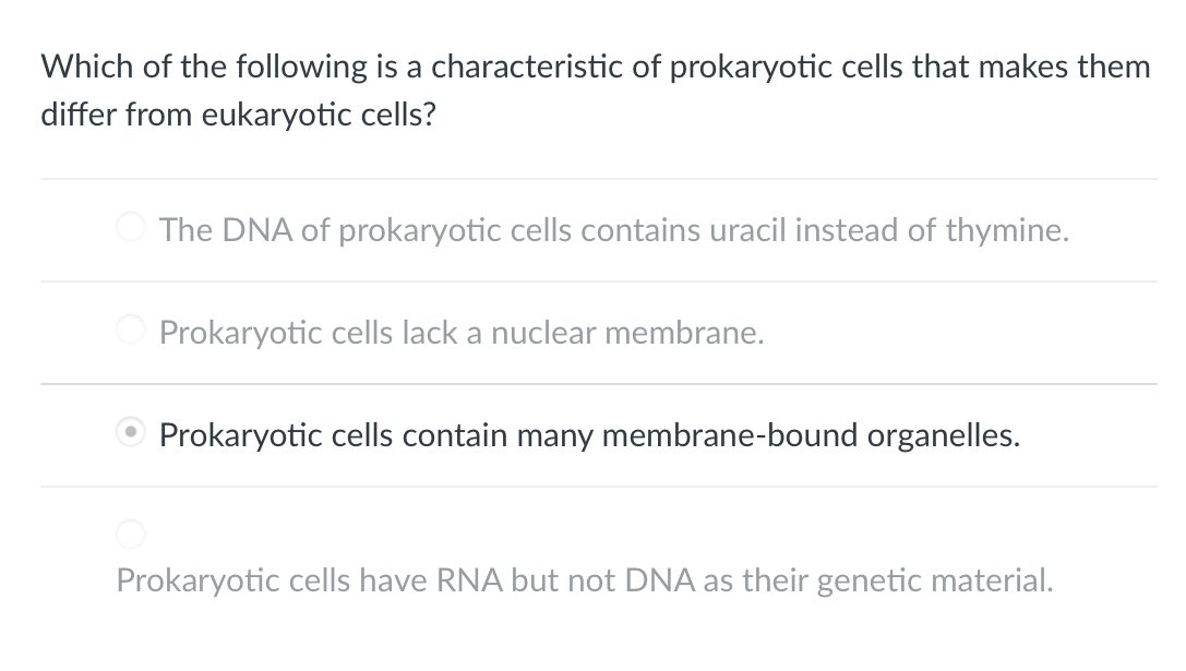 which of the following is not characteristic of prokaryotic cells