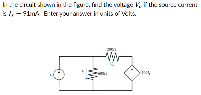Solved In the circuit shown in the figure, find the voltage | Chegg.com