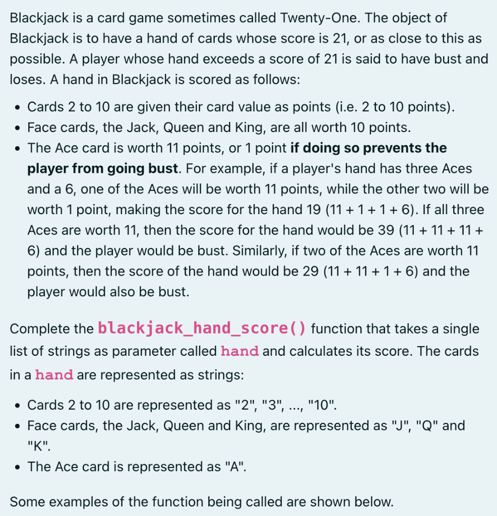 Solved Blackjack is a card game sometimes called Twenty-One. | Chegg.com