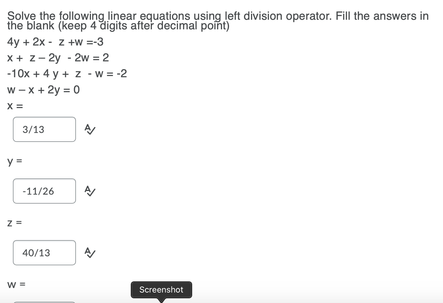 Solve the following linear equations using left | Chegg.com