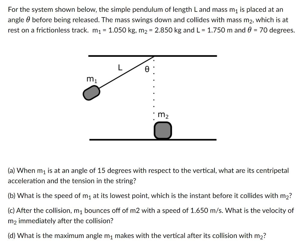 Solved For the system shown below, the simple pendulum of | Chegg.com