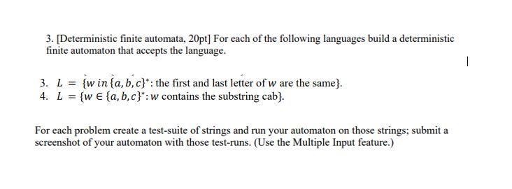 Solved 3. [Deterministic Finite Automata, 20pt] For Each Of | Chegg.com