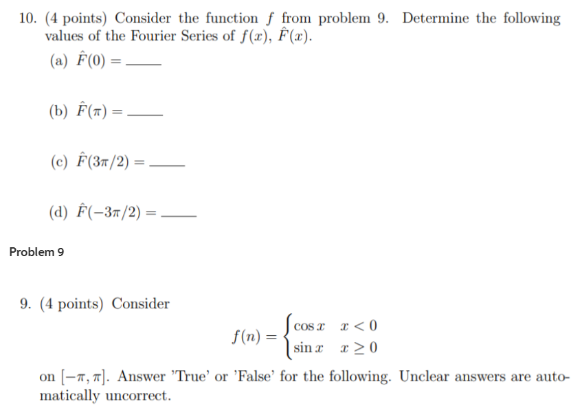 Solved 10 4 Points Consider The Function F From Proble Chegg Com