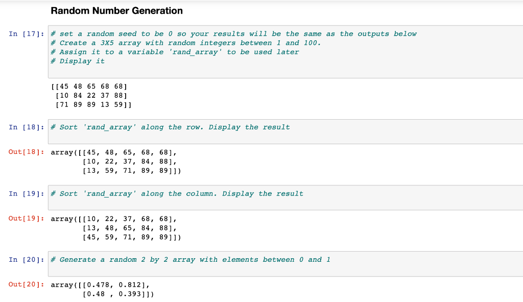 Solved Random Number Generation In [17]: # set a random seed | Chegg.com