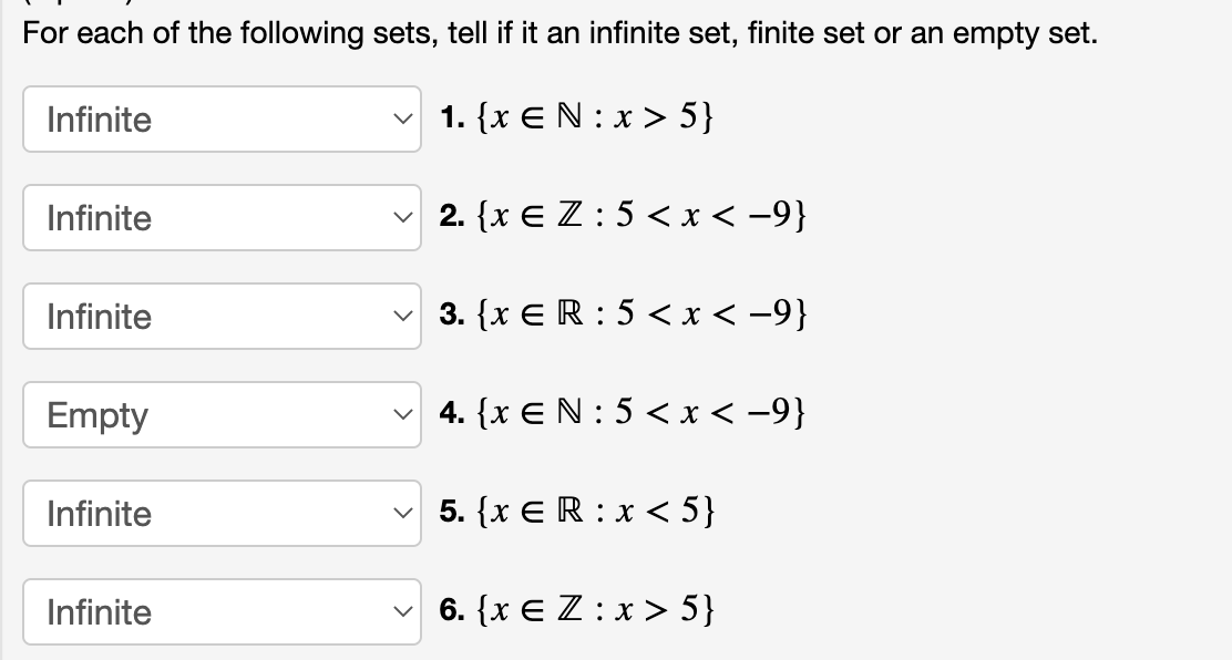 Solved for each of the following sets tell if it an chegg