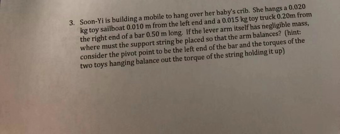 Solved 3 Soon Yi Is Building A Mobile To Hang Over Her B