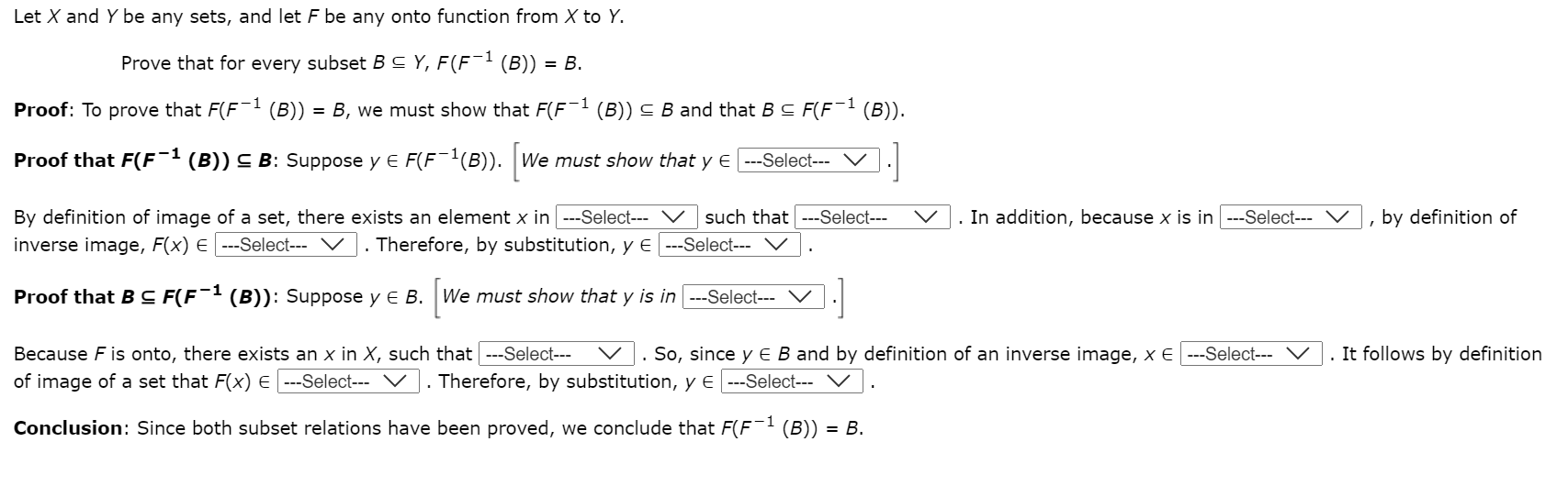 Solved Let X And Y Be Any Sets And Let F Be Any Onto