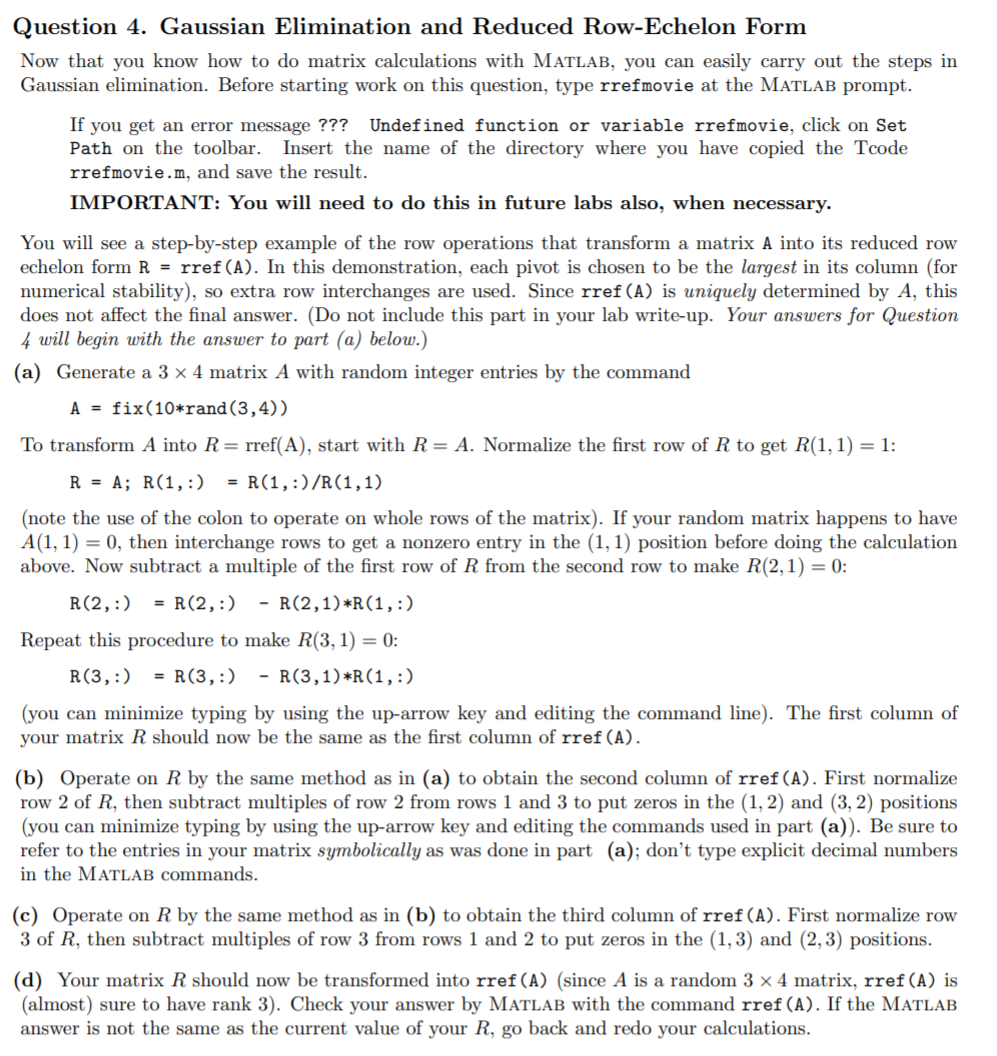 solved-question-4-gaussian-elimination-and-reduced-chegg