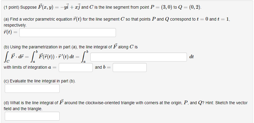 Solved 1 Point Suppose F⃗ X Y −yi⃗ Xj⃗ And C Is The