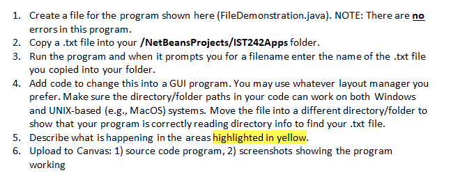 Solved 1. Create a file for the program shown here | Chegg.com