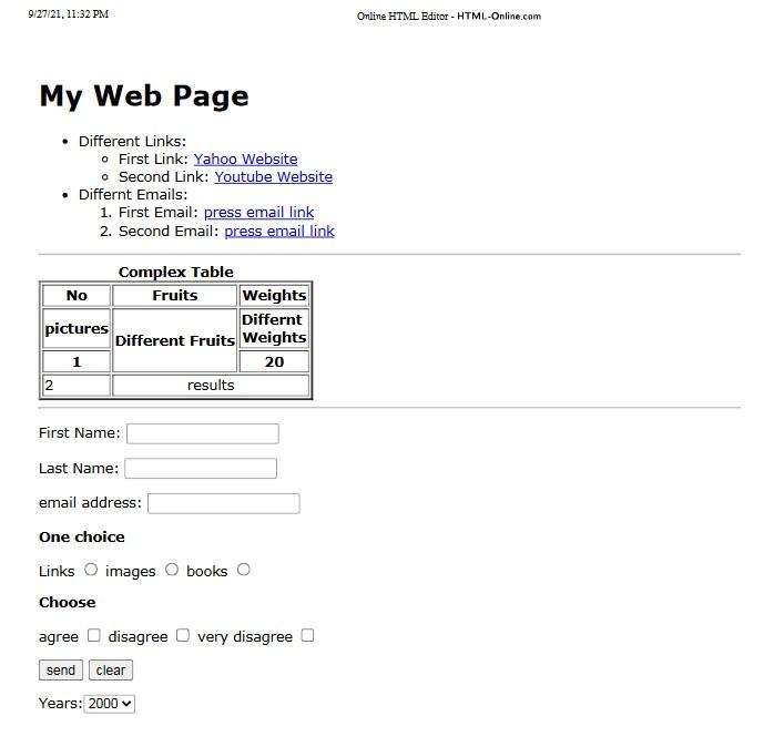 Solved My Web Page - Different Links: - First Link: Yahoo | Chegg.com