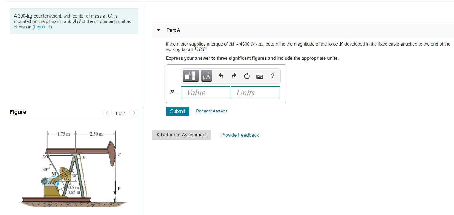 Solved A 300-kg counterweight, with center of mass at G, is | Chegg.com