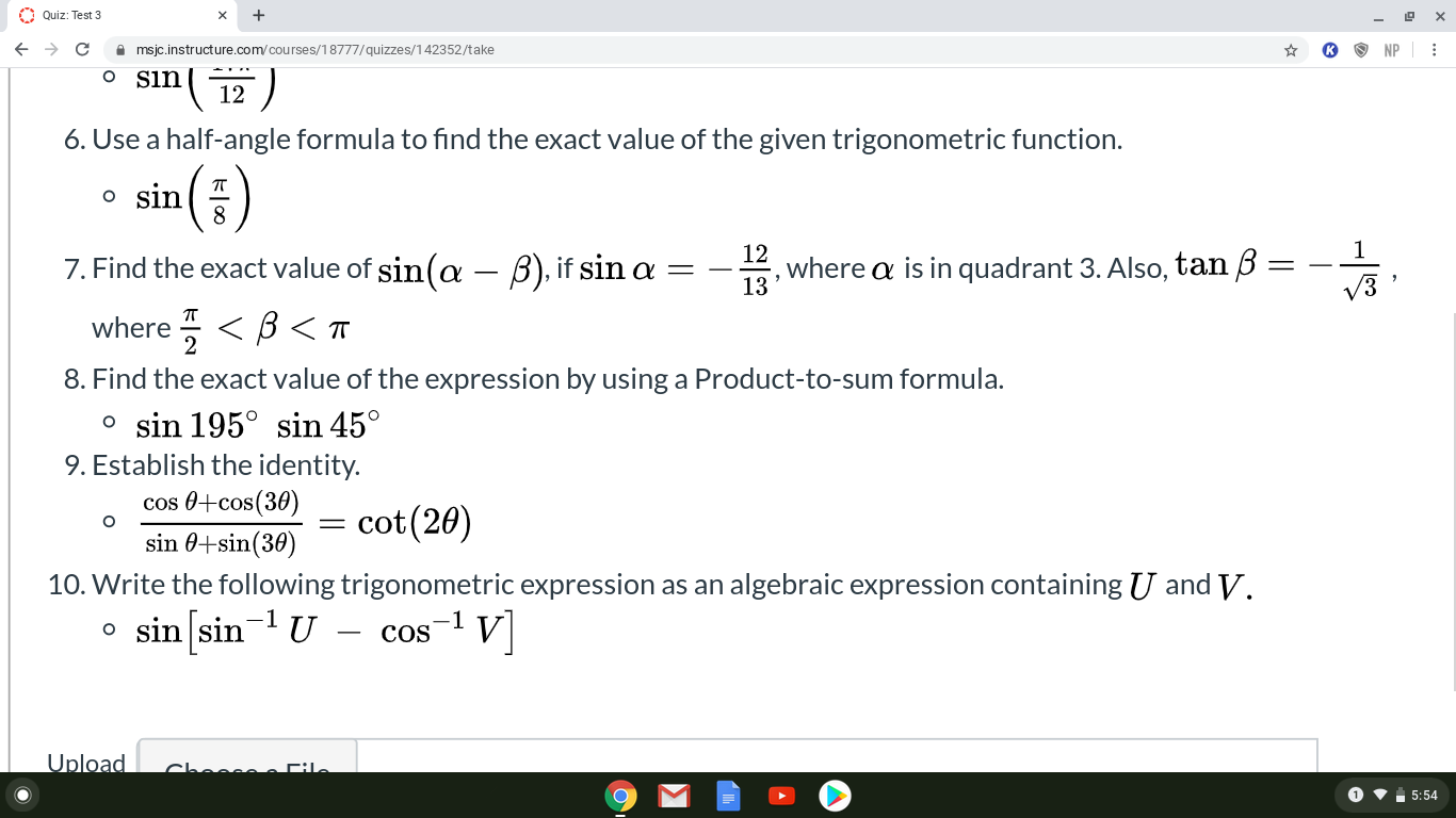Solved Quiz Test 3 X F C Msjc Instructure Com Course Chegg Com
