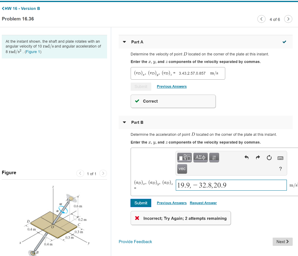 Solved KHW 16 Version B Problem 16.36 4 Of6> At The Instant | Chegg.com