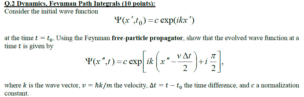 Solved 0.2 Dynamics, Feynman Path Integrals (10 points): | Chegg.com