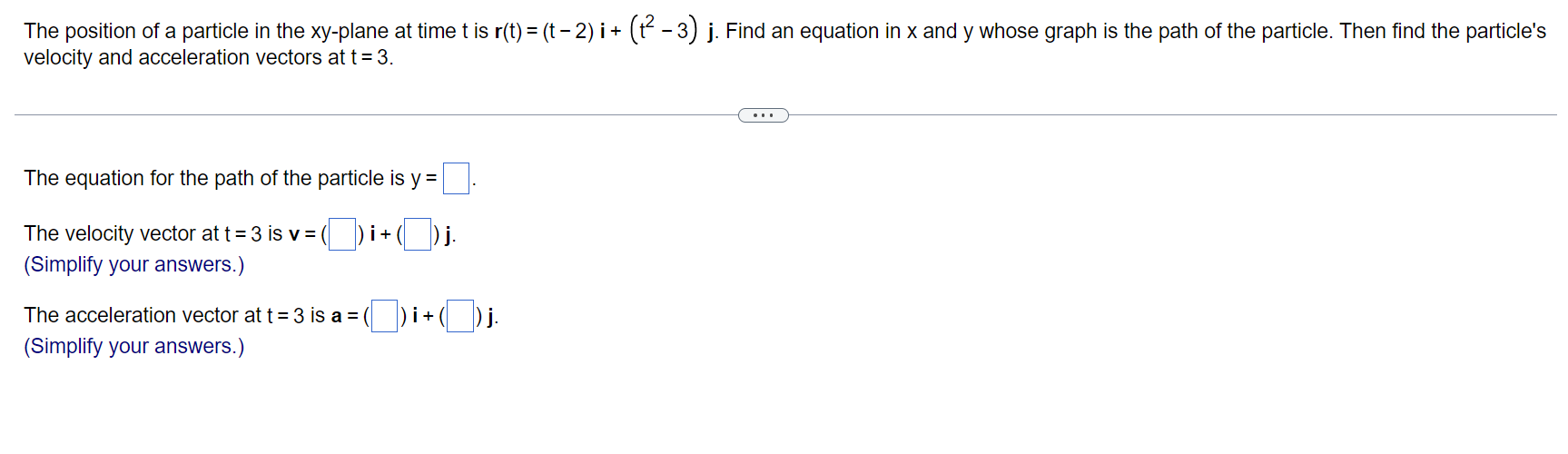 Solved The position of a particle in the xy-plane at time t | Chegg.com