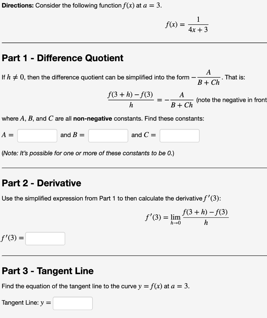 Solved Directions: Consider the following function f(x) at a | Chegg.com