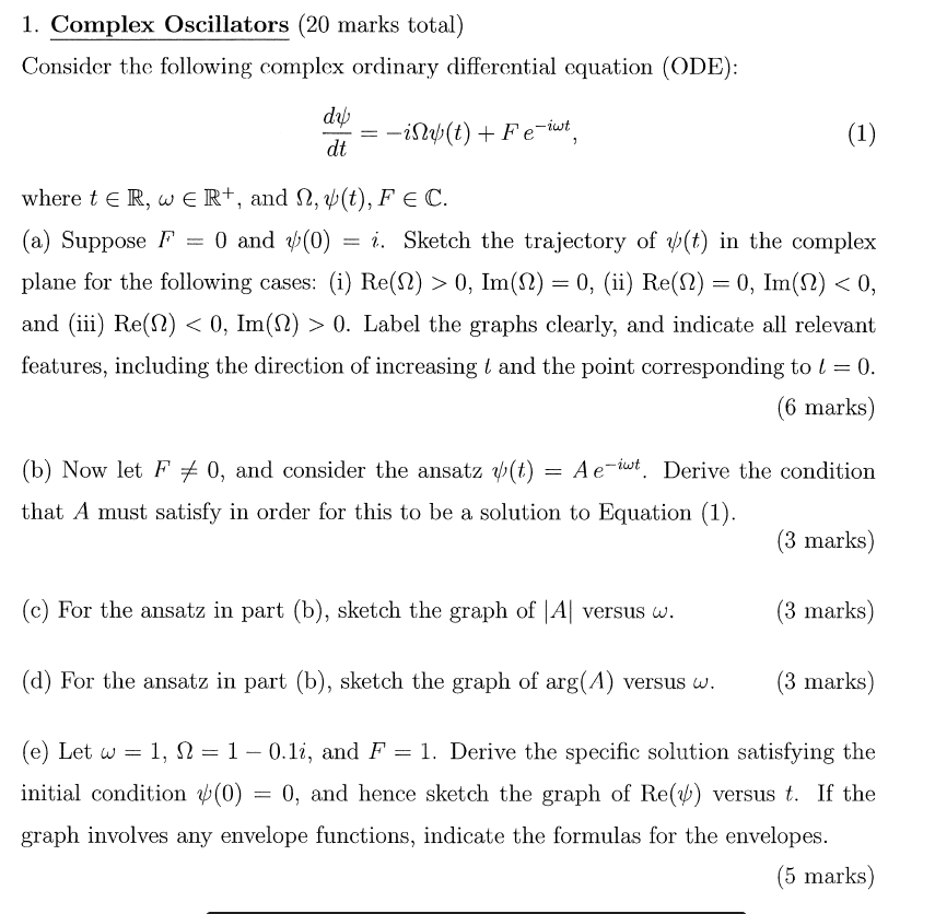 1 Complex Oscillators Marks Total Consider T Chegg Com