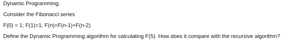 Solved Dynamic Programming. Consider the Fibonacci series | Chegg.com