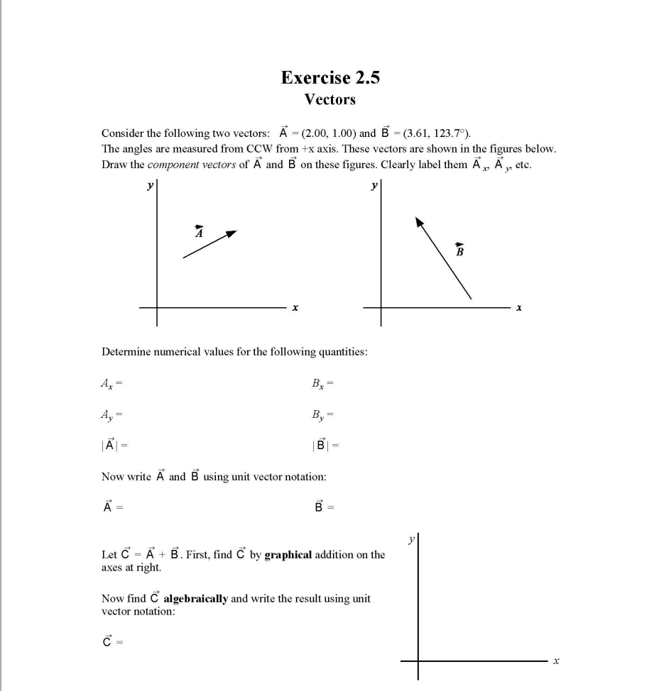 Solved Exercise 2.5 Vectors Consider The Following Two | Chegg.com