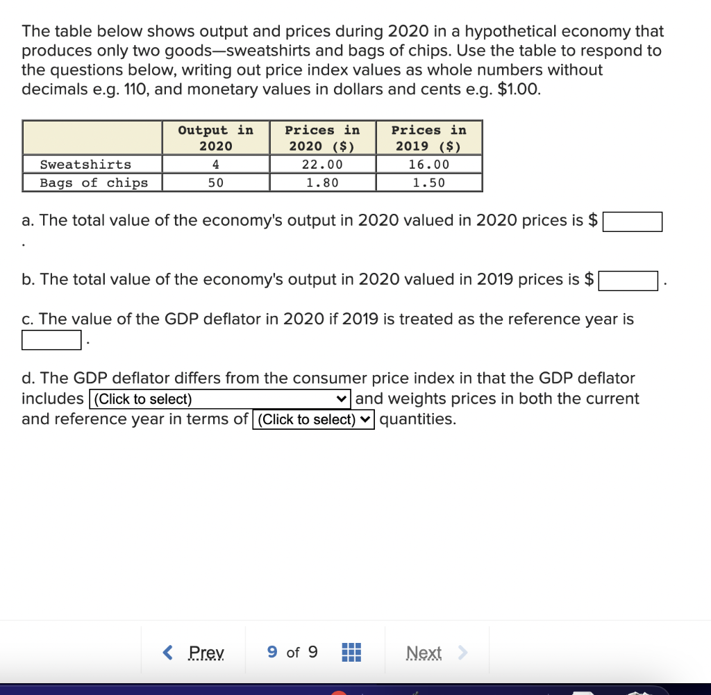 Solved The table below shows output and prices during 2020 | Chegg.com