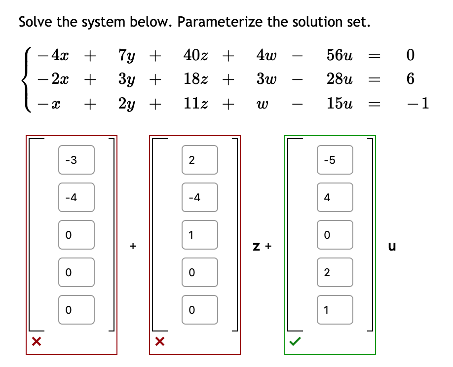 Solved Solve the system and parametrize the solution set | Chegg.com