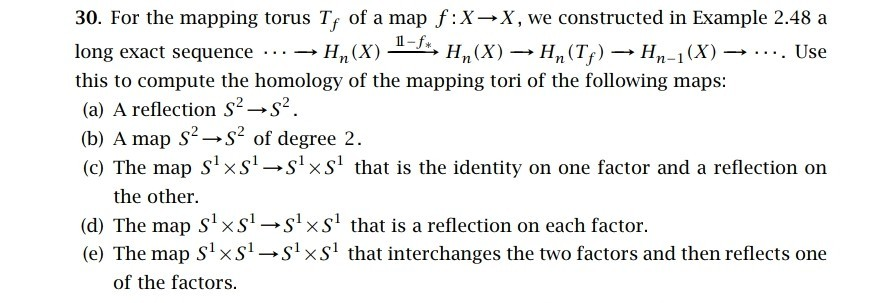 30. For the mapping torus Tg of a map f:X-X, we | Chegg.com