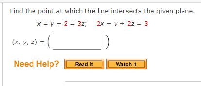 Solved Find the point at which the line intersects the given | Chegg.com