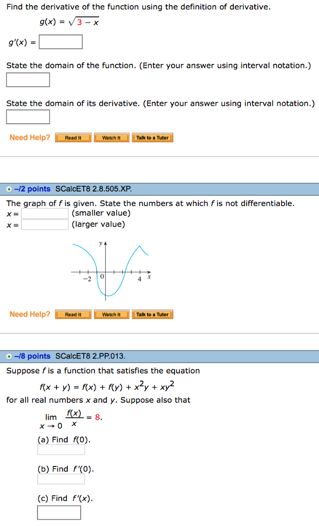 Solved Find the derivative of the function using the | Chegg.com