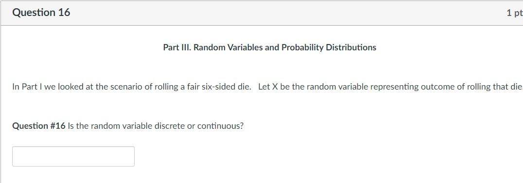 Solved Question 9 1 pts Part II. Probability Consider the | Chegg.com