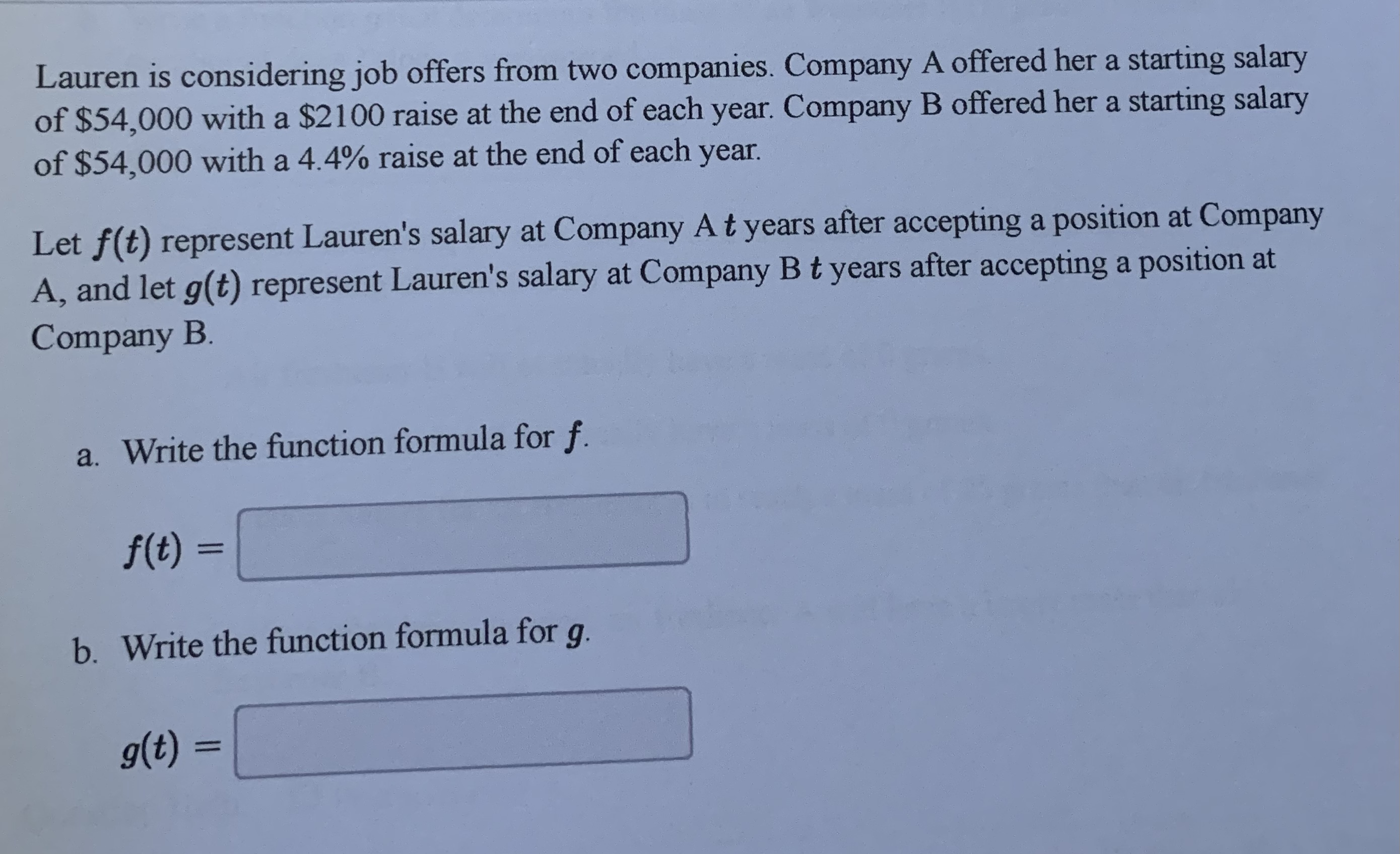 Solved Lauren Is Considering Job Offers From Two Companies. | Chegg.com