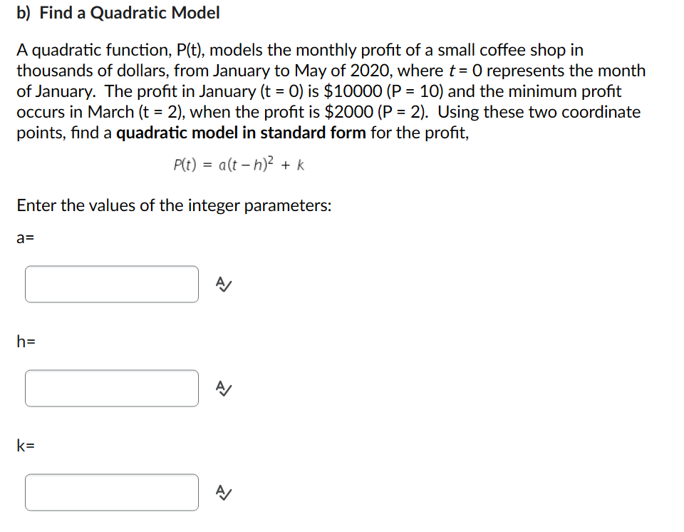 Solved b) Find a Quadratic Model A quadratic function, P(t), | Chegg.com